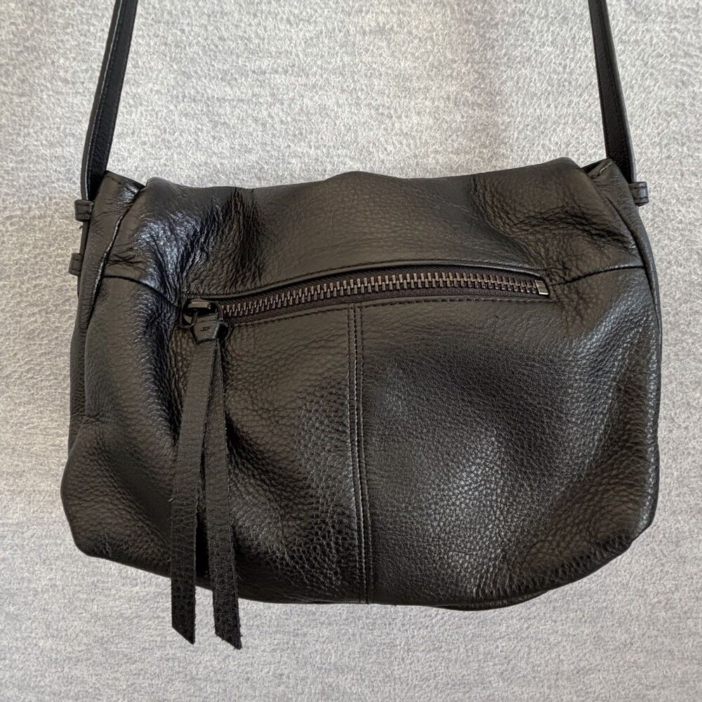 Aimee Kestenberg Black Supple Slouchy Leather Crossbody Double Entry Travel Bag - Picture 6 of 12